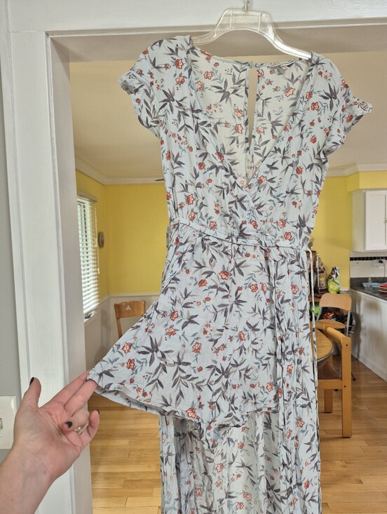 American Eagle Outfitters Pants - American Eagle OutfittersSage Green Romper with Coral Accents